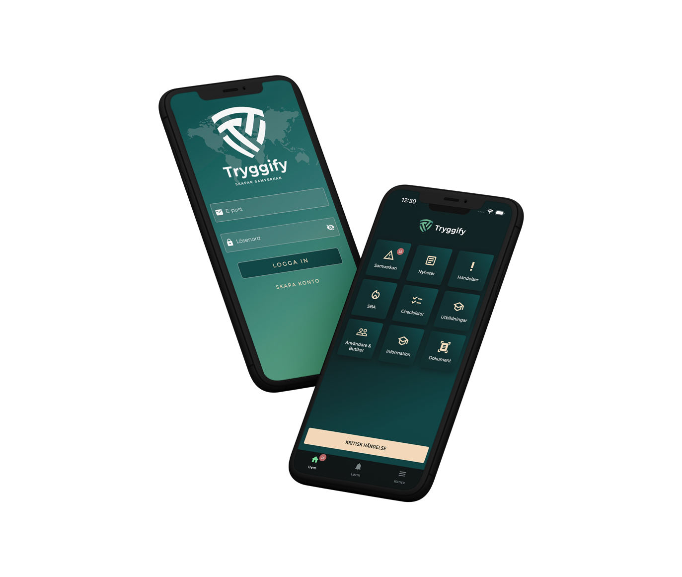 Tryggify-appen i mobilen